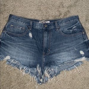 High Waisted Distressed Denim Shorts